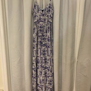 Purple print maxi dress